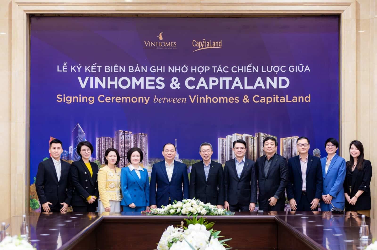 Lễ ký kết hợp tác giữa Vinhomes và CapitaLand, đánh dấu cột mốc The Fullton CapitaLand tại Hưng Yên.